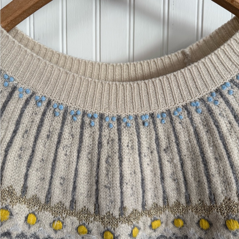 Style & Co. Navy and Cream Sweater Size L with Yellow Accents - Picture 5 of 9